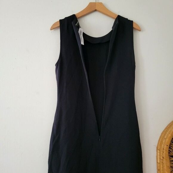 Kenneth Cole Black Label Silk Sheath Dress Black S Front Slits Long - Picture 10 of 10